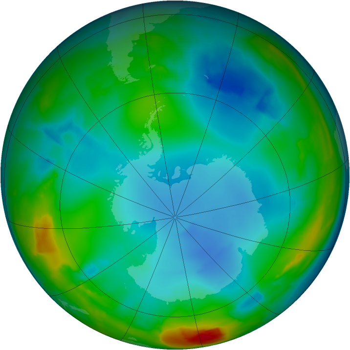 Antarctic ozone map for 07 July 2014